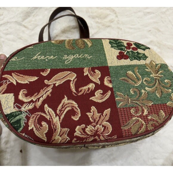Y2K Holiday Tapestry Tote Bag/Purse Red Green Beige Floral Holiday  Tropical - Picture 4 of 4